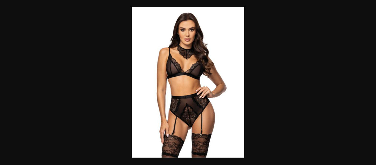 Cristalyn — Ensemble de lingerie noir en dentelle